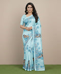Chinon Crape Digital Print Saree with Swarovski Border